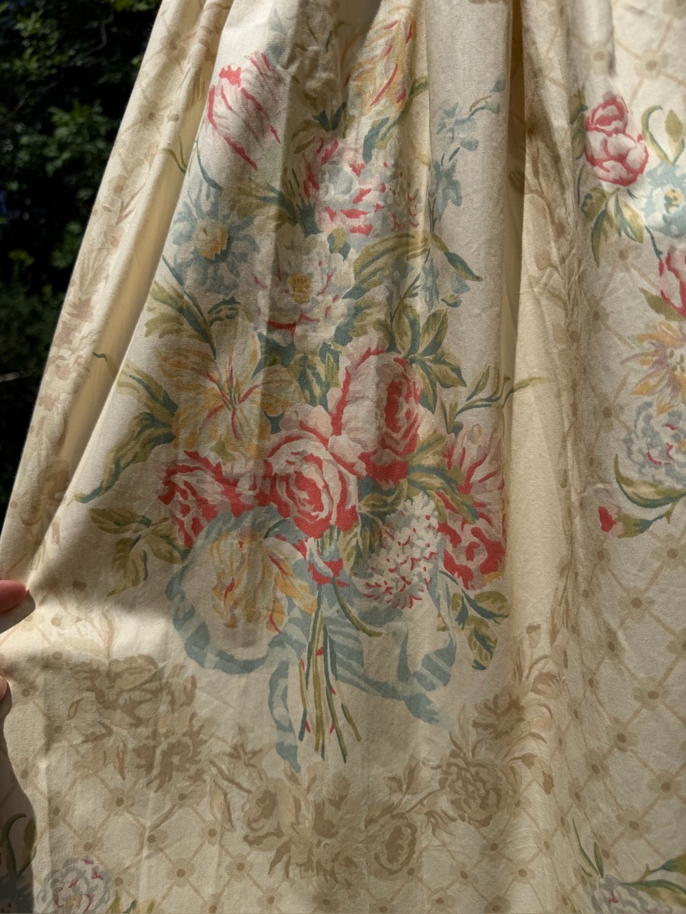 Vintage 80s Ralph Lauren Floral Skirt Size 8 Blue Label Cabbage Roses Wallpaper - Picture 8 of 9